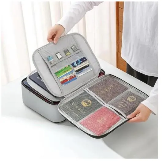 Органайзер-папка для документів та гаджетів із кодовим замком Сіра з кріплення на валізу водонепроникна — фото 4