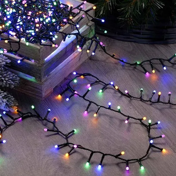 Гирлянда на 7 м., 100 LED диодов, провод гибкий черный, свечение Разноцветное (8 режимов) от 220В (на елку, штору, окно, стену) 100M-4 — фото 6