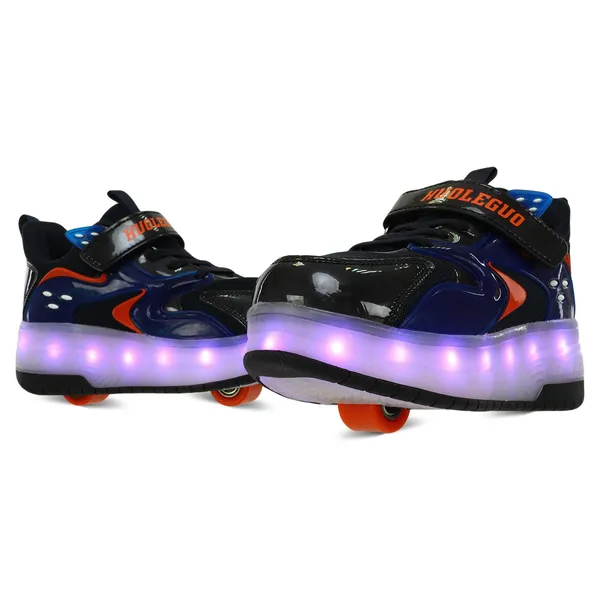 Роликові кросівки з підсвічуванням LED на двох колесах SP-Sport OB-3419 розмір 32 чорний-темно-синій — фото 2