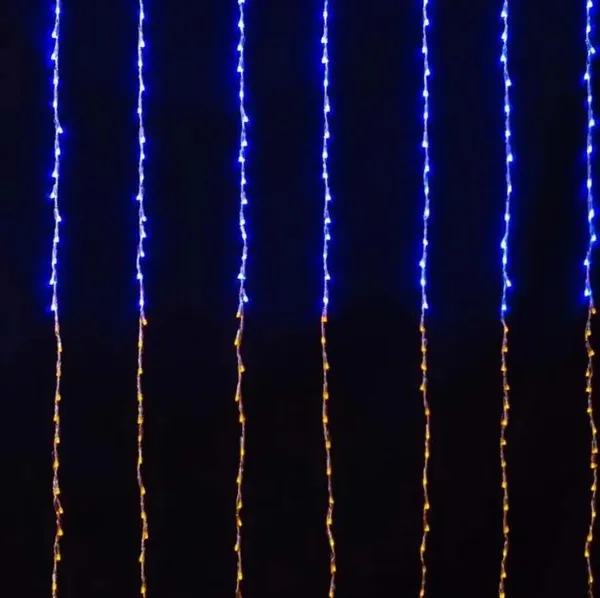 Гирлянда новогодняя водопад Ukraine 360 LED, 3 м х 1,2 м, свечение желто-голубое 1531-26, 8 режимов, от 220В (на елку, штору, окно, стену) — фото 4