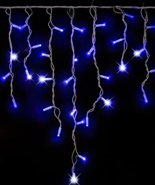 Гірлянда новорічна штора-дощовик Ukraine 120 LED, 3 м х 0.5 м, прозорий провід, світло жовто-блакитне 1503-26, 8 режимів, від 220 В (на ялинку