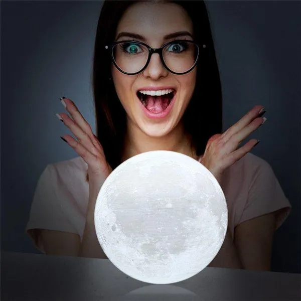 Нічник 3D світильник місяць Moon Touch Control 15 см, 5 режимів — фото 3