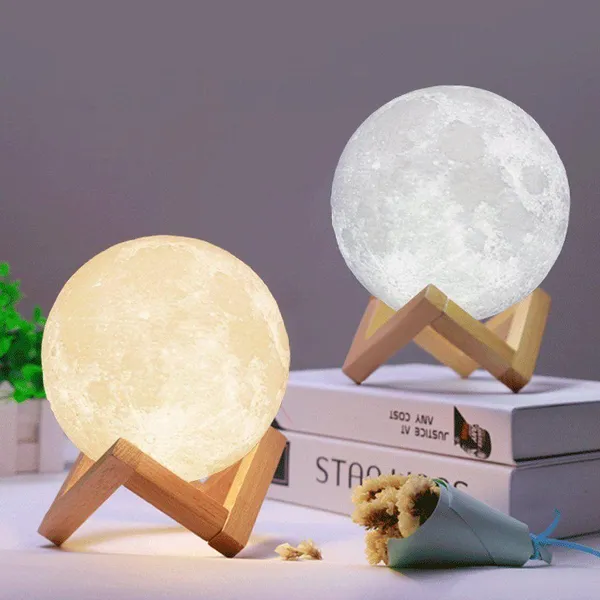 Нічник 3D світильник місяць Moon Touch Control 15 см, 5 режимів — фото 4