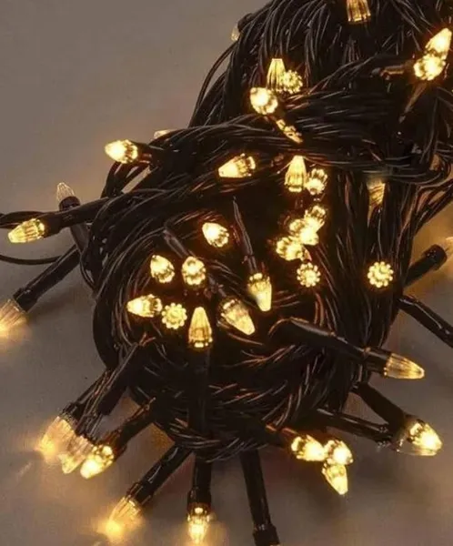Гірлянда на 28 м., 500 LED Конусів 5 мм, провід гнучкий чорний, світіння Біле тепле від 220В, 8 режимів роботи (на ялинку, штору, вікно, стіну) — фото 2