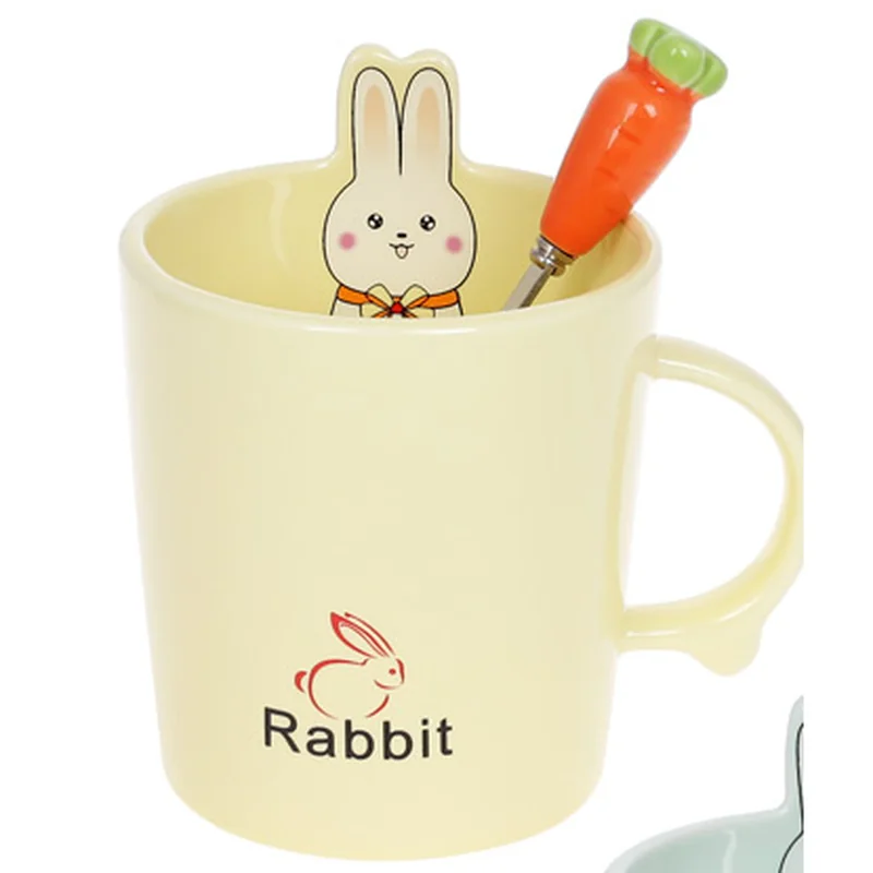 Кухоль порцелянова з ложкою "Rabbit" 380 мл жовтий 927-222-1
