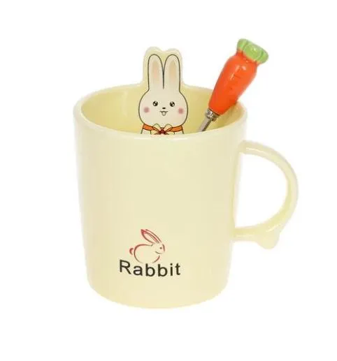 Кухоль порцелянова з ложкою "Rabbit" 380 мл жовтий 927-222-1