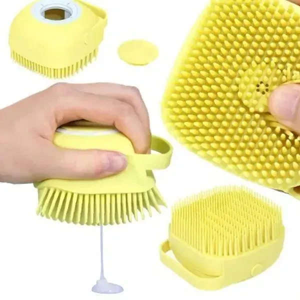 Cиликонова масажна щітка мочалка YELLOW Silicone Massage Bath | Мочалк
