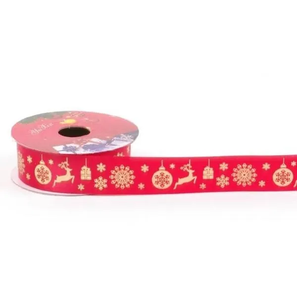 Стрічка новорічна декоративна 2.5 см. х 2.7 м. 43326