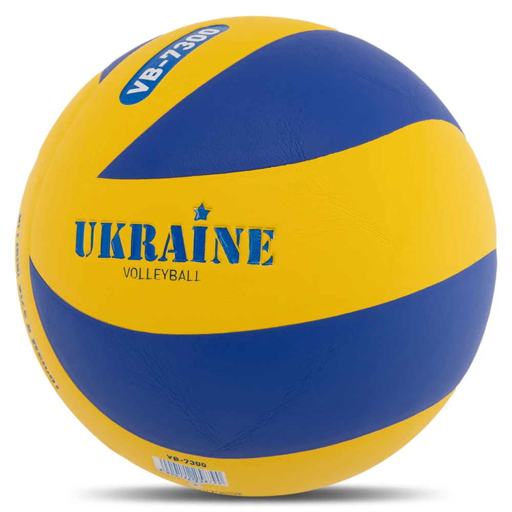 М'яч волейбольний UKRAINE VB-7300 №5 PU клеєний жовтий-синій