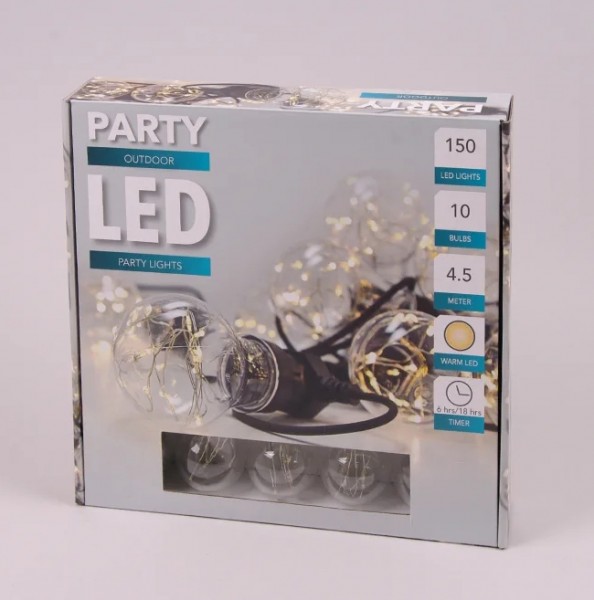 Гірлянда LED Лампочки тепле світло 10 ламп 4,5 м 45000