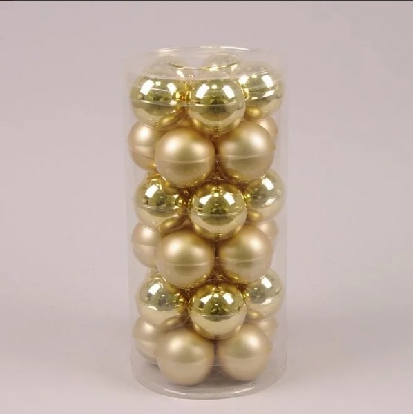 Кульки скляні Flora 5,7 см. золоті (30 шт.) 44351