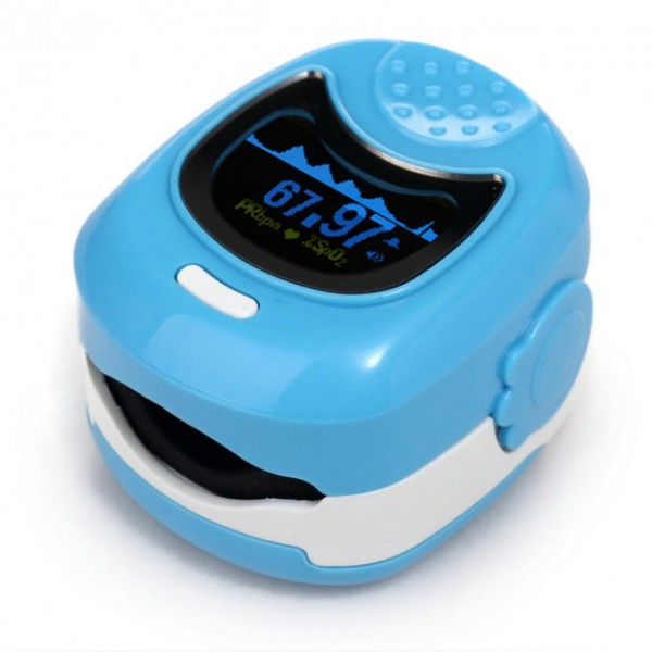 Пульсоксиметр CMS50QА двухцветный OLED дисплей для детей, CONTEC,голубой