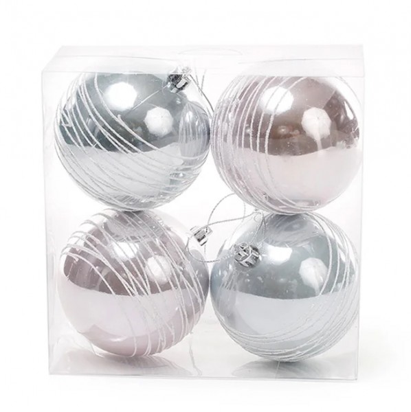 Набір пластикових новорічних кульок Flora 4 шт. D-8 см 11776