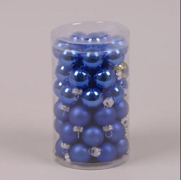 Кульки скляні Flora 2,5 см. блакитні (48 шт.) 40240