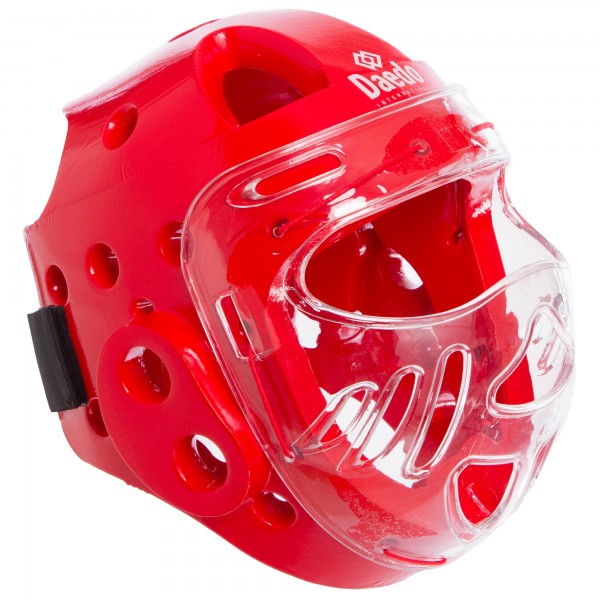 Шлем для тхэквондо с пластиковой маской BO-5490 DADO р-р S,красный