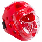 Шлем для тхэквондо с пластиковой маской BO-5490 DADO р-р M,красный