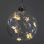 Шар стеклянный Flora 10 см. с LED звездочками 10 шт 40826