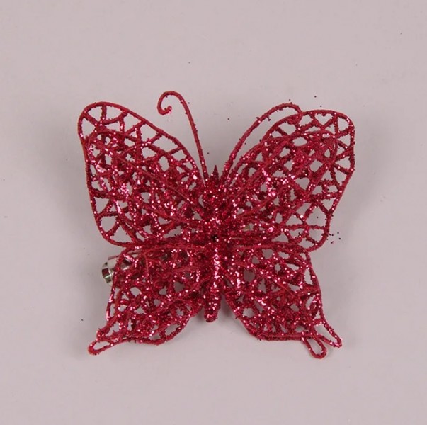 Метелик на прищіпці Flora червоний 12 шт 75622