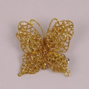 Бабочка на прищепке Flora золотая 12 шт 75621