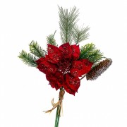 Декор Elso Гілка новорічна з шишкою 40 см червона (6008-002)