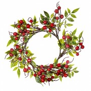 Декор Elso Венок из зеленых листьев с красными ягодами (005NT/red)