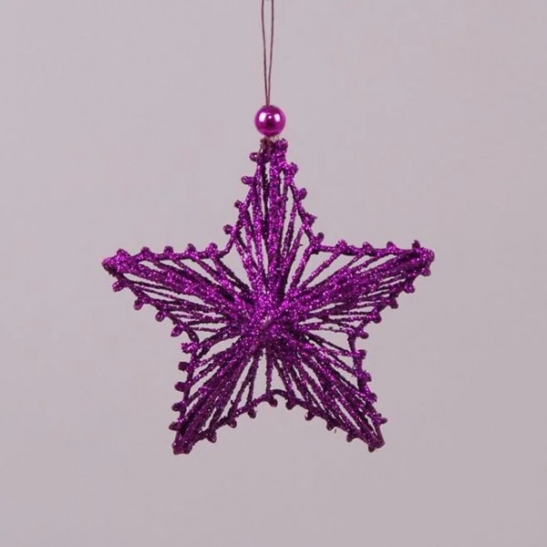 Підвіска новорічна Flora металева Зірка 12,5 см. темно-фіолетова 37061