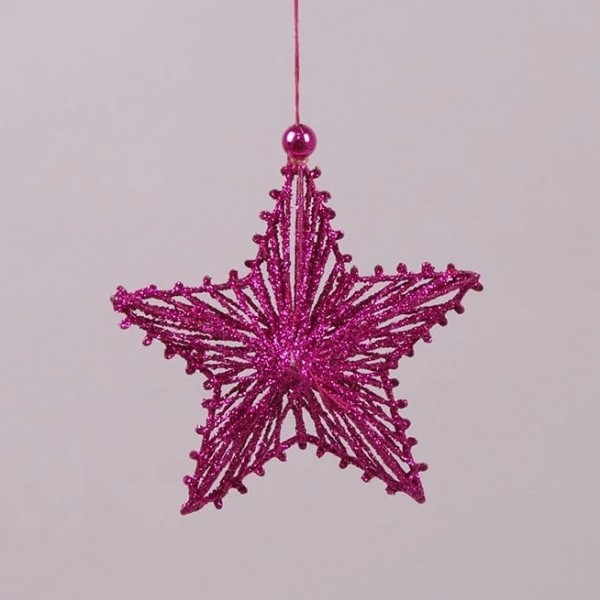 Підвіска новорічна Flora металева Зірка 12,5 см. рожева 37060