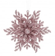 Новогодняя подвеска Flora Снежинка розовая 11577
