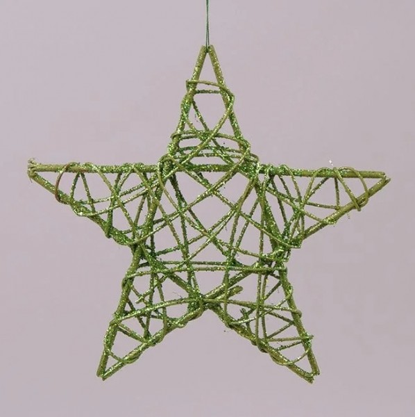 Подвеска новогодняя Flora Звезда из лозы 25 см. зеленая 37054