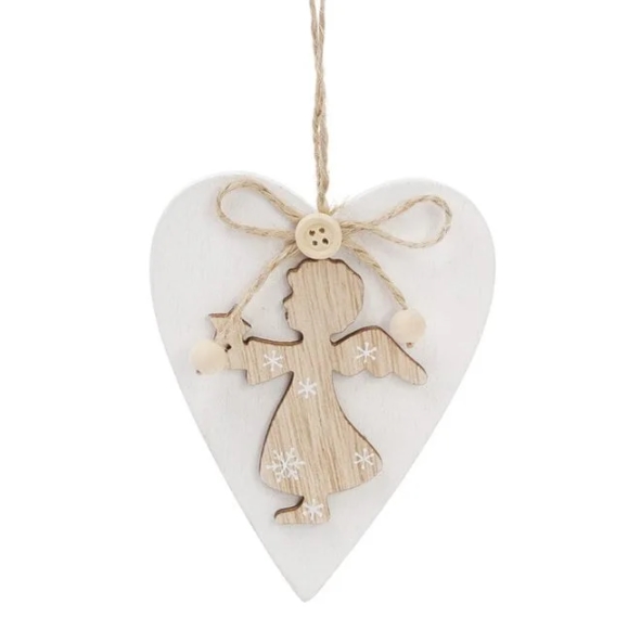 Підвіска новорічна Flora Серце з ангелом 12 см. 11860