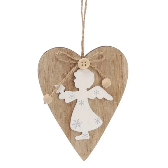 Підвіска новорічна Flora Серце з ангелом 12 см. 11861