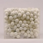 Шарики Flora стеклянные 2,5 см. белые (12 пучков-144 шарика) 40213