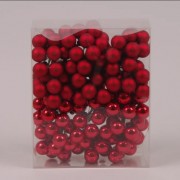 Шарики Flora стеклянные 2 см. красные (12 пучков-144 шарика) 40206