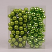 Шарики Flora стеклянные 2,5 см. зеленые (12 пучков-144 шарика) 40217