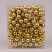 Шарики Flora стеклянные 2,5 см. золотые (12 пучков-144 шарика) 40214