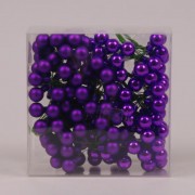 Шарики Flora стеклянные 1,5 см. фиолетовые (12 пучков-144 шарика) 40200