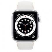 Apple Watch Series 6 GPS 44mm Silver Aluminum Case w. White Sport B. (M00D3)