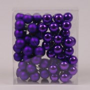 Шарики Flora стеклянные 3 см. фиолетовые (6 пучков-72 шарика) 40229