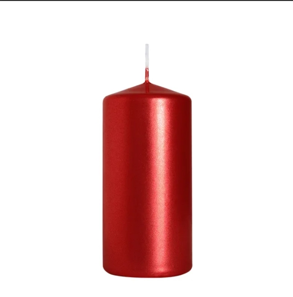 Свеча Flora цилиндр Bispol 5х10 см. красный металлик 27353