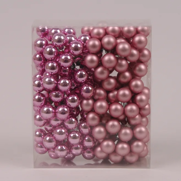 Кульки Flora скляні 2 см. рожеві (12 пучків-144 кульки) 40209
