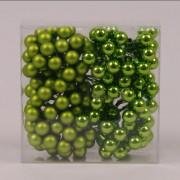 Шарики Flora стеклянные 1,5 см. зеленые (12 пучков-144 шарика) 40202