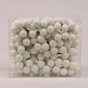 Шарики Flora стеклянные 2 см. белые (12 пучков-144 шарика) 40207