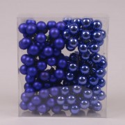 Шарики Flora стеклянные 2,5 см. голубые (12 пучков-144 шарика) 40220