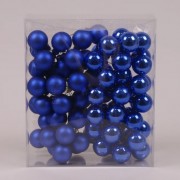 Шарики Flora стеклянные 3 см. голубые (6 пучков-72 шарика) 40228