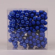 Шарики Flora стеклянные 1,5 см. голубые (12 пучков-144 шарика) 40201