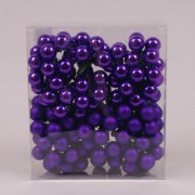 Шарики Flora стеклянные 2,5 см. фиолетовые (12 пучков-144 шарика) 40219