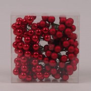 Шарики Flora стеклянные 1,5 см. красные (12 пучков-144 шарика) 40195