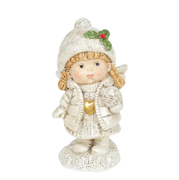 Фігурка новорічна Flora Ангелочок зі сніжкою 11 см. 11734