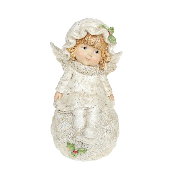 Фігурка новорічна Flora Ангелочок на сніжці 18 см. 11730