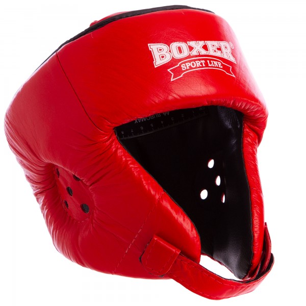 Шлем боксерский открытый  кожаный BOXER 2029 р-р L красный